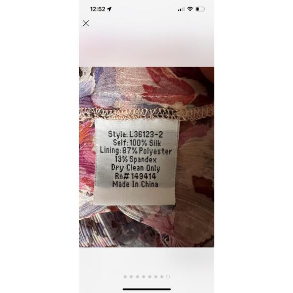 Johnny Was 100% Silk Floral Tiered Dress 2-Piece Set XS EUC Tunic Midi Boxy - Picture 8 of 8